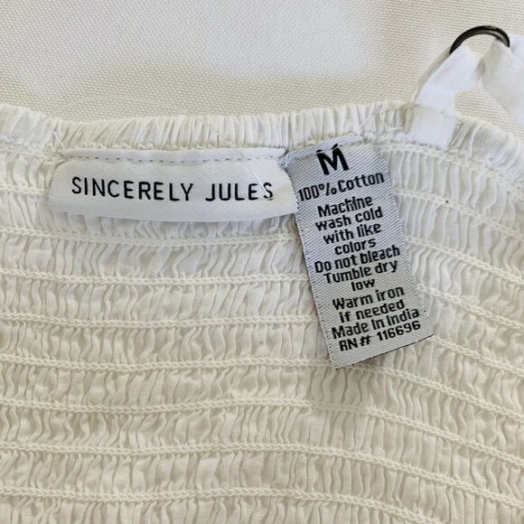 Sincerely Jules Midi Eyelet Dress M White Tiered Coquette Beach Cottagecore Trad - Picture 11 of 11